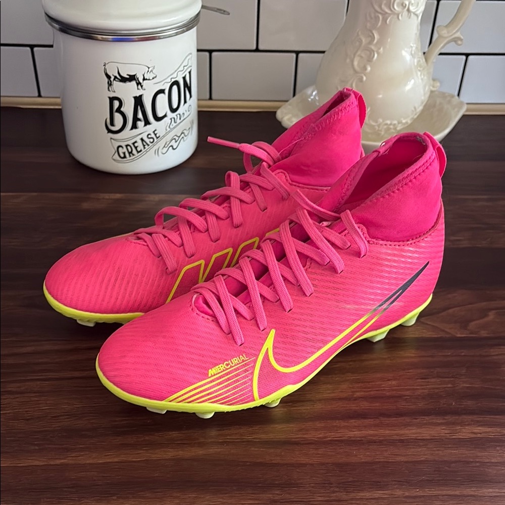 Nike Pink and Yellow Athletic Shoes High-Top Design